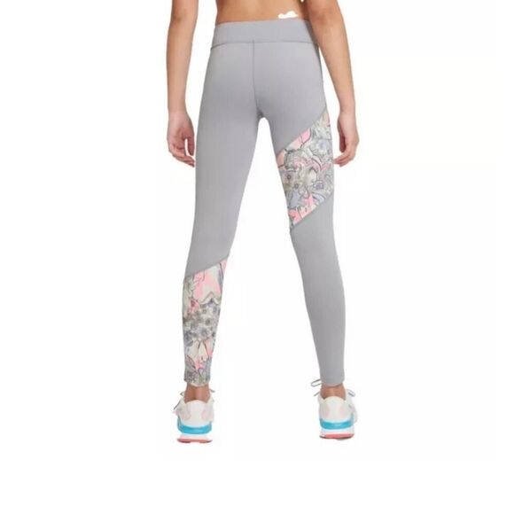 New Nike Gray Floral Dri Fit Tight Fit Cropped Leggings Size Large - Picture 6 of 10